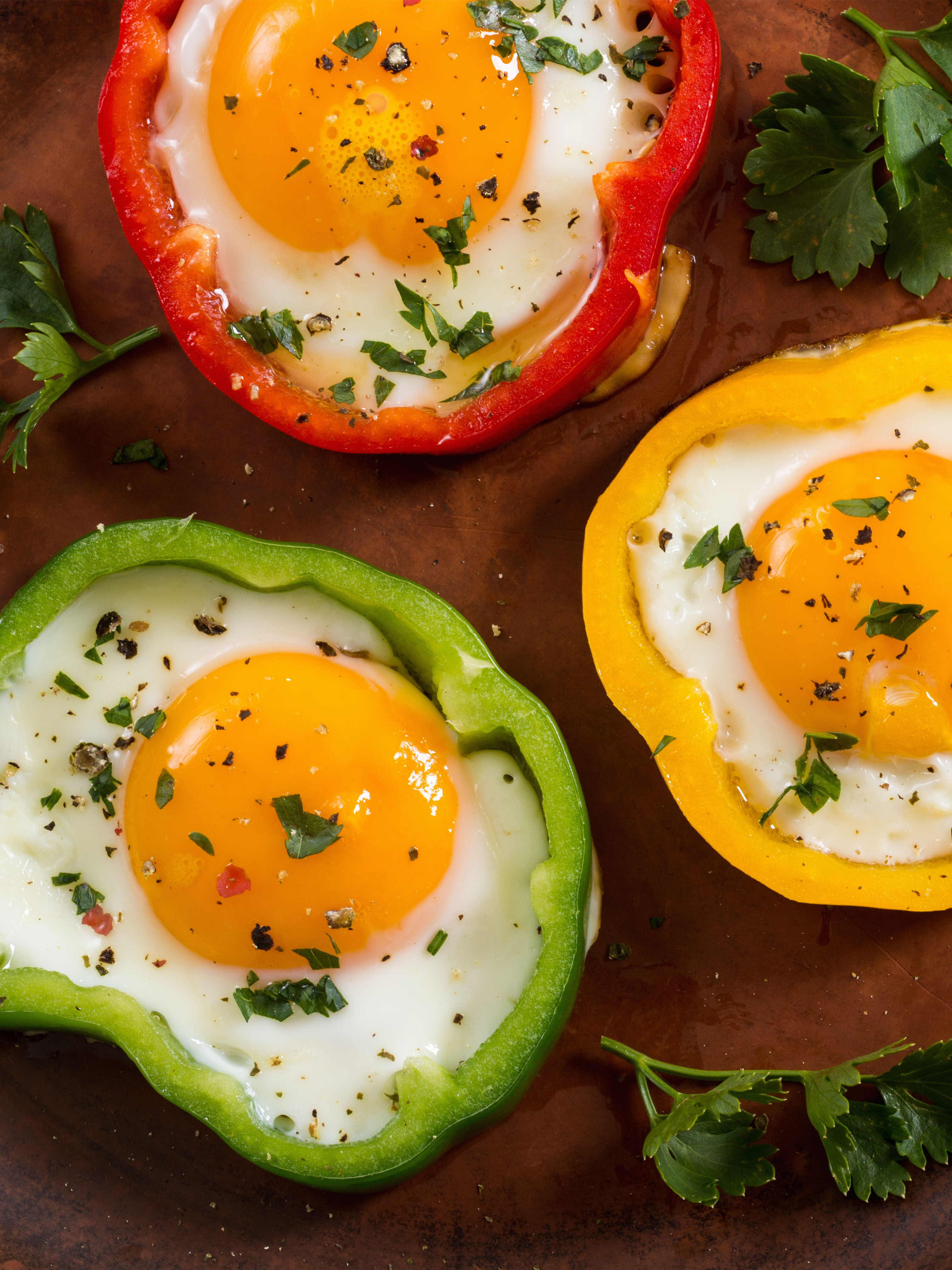 Bell pepper eggs background